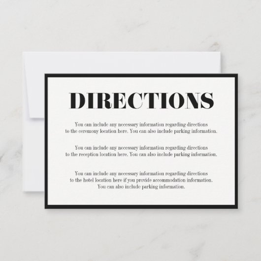 Mr en Mrs Modern Bold Directions Enclosure Card Kaart (Voorkant)