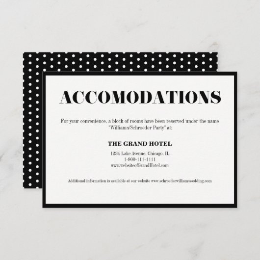 Mr. en Mrs Modern Bold Wedding Accommodation Card Informatiekaartje (Voorkant / Achterkant)