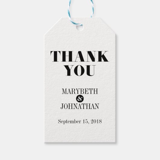 Mr en Mrs Modern Bold Wedding Dank u Label Cadeaulabel (Voorkant)