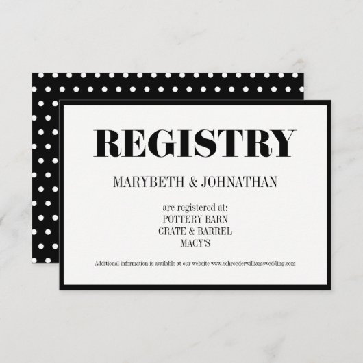 Mr. en Mrs Modern Bold Wedding Registry Card Informatiekaartje (Voorkant / Achterkant)
