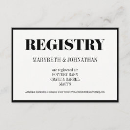 Mr. en Mrs Modern Bold Wedding Registry Card Informatiekaartje