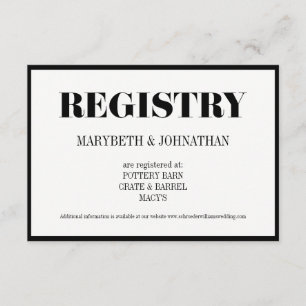 Mr. en Mrs Modern Bold Wedding Registry Card Informatiekaartje