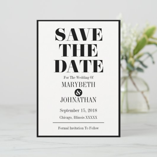 Mr. en Mrs Modern Bold Wedding Save The Date Kaart (Staand voorkant)