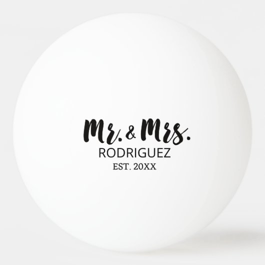 Mr en Mrs Modern Brush Font Wedding Gift Pingpongbal (Voorkant)