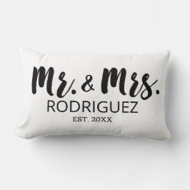 Mr en Mrs Modern Brush Font Wedding Jubileum Kussen