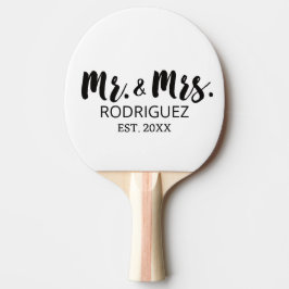 Mr en Mrs Modern Brush Font Wedding Jubileum Tafeltennisbatje