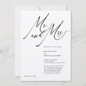 Mr. en Mrs Modern Calligraphy Black White Wedding Kaart (Voorkant)