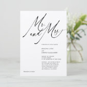 Mr. en Mrs Modern Calligraphy Black White Wedding Kaart (Staand voorkant)