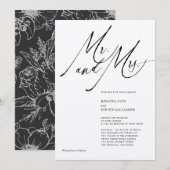 Mr. en Mrs Modern Calligraphy Black White Wedding Kaart (Voorkant / Achterkant)