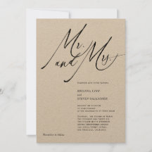 Mr. en Mrs Modern Calligraphy Black White Wedding