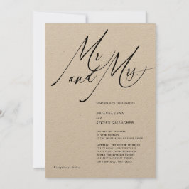 Mr. en Mrs Modern Calligraphy Black White Wedding Kaart