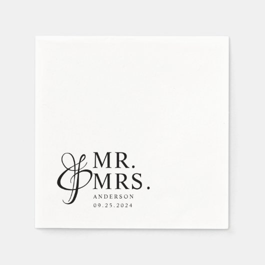 Mr en Mrs. | Modern Elegant Wedding Servet (Voorkant)