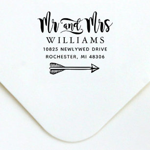 Mr. en Mrs Modern Handwrite Script Wedding Zelfinktende Stempel