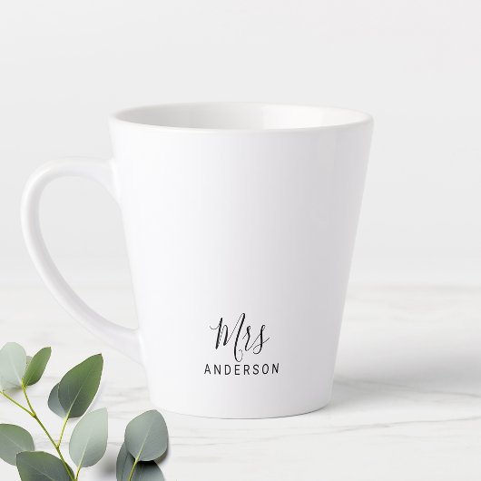 Mr en Mrs. | Modern Script gepersonaliseerde latte Latte Mok
