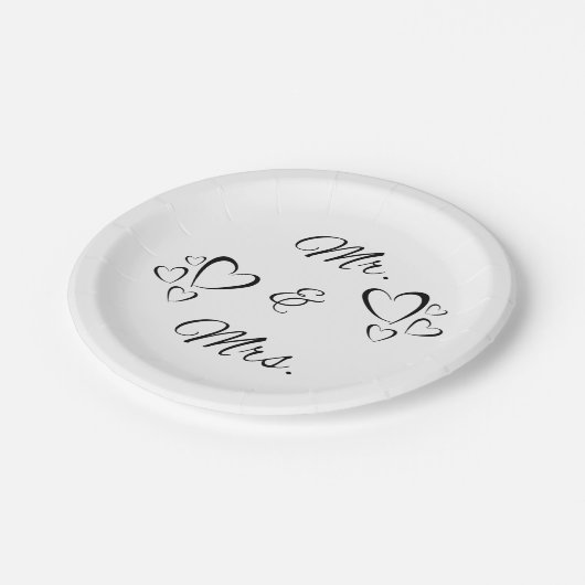 Mr en Mrs Modern Script White Wedding Papieren Bordje (Gekanteld)