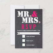 Mr. en Mrs. Moderne typografie zwart roze RSVP Kaartje (Voorkant)
