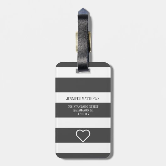 Mr. en Mrs Monogram Black and White Wedding Lugg Bagagelabel (Achterkant verticaal)