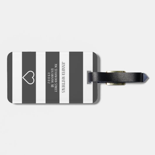 Mr. en Mrs Monogram Black and White Wedding Lugg Bagagelabel (Achterkant horizontaal)