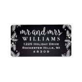 Mr. en Mrs Monogram Black Holiday Return Address Etiket (Voorkant)