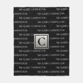 Mr en Mrs Monogram Black White Fleece Deken (Voorkant)