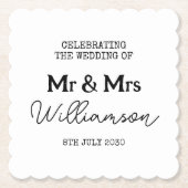 Mr en Mrs Name Black and White Kartonnen Onderzetters (Voorkant)