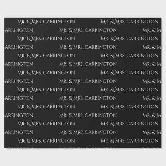 Mr en Mrs. Name Script Black White Chic Wedding Cadeaupapier (Vlak)