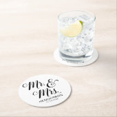 Mr en Mrs Name Wedding Ronde Kartonnen Onderzetter (Insitu)