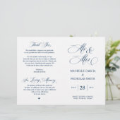 Mr. en Mrs., Navy Blue, Foldable Wedding Programme (Staand voorkant)