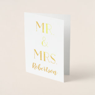 Mr en Mrs New Last Name Wedding Folie Kaarten