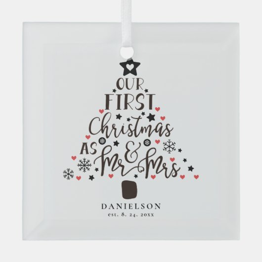 Mr en Mrs Newly Weds kerstboom Glas Ornament (Voorkant)