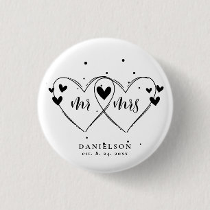 Mr en Mrs Newly Weds Wedding Ronde Button 3,2 Cm