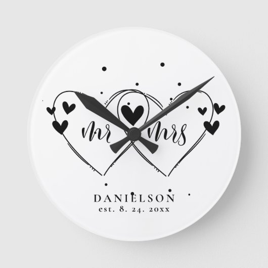 Mr en Mrs Newly Weds Wedding Ronde Klok (Voorkant)