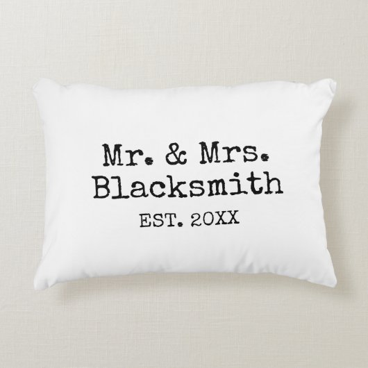 Mr. en Mrs. newlywed Simple Typwriter typografie Accent Kussen (Voorkant)