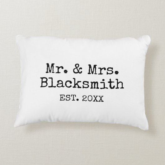 Mr. en Mrs. newlywed Simple Typwriter typografie Accent Kussen (Achterkant)