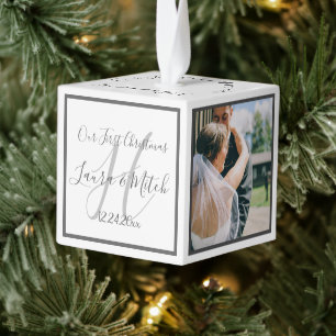 Mr en Mrs Pas getrouwd Custom 3 Foto Grid Cube Orn Decoratie