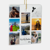 Mr en Mrs Pas getrouwd Custom 8 Photo Grid Keramisch Ornament (Rechts)