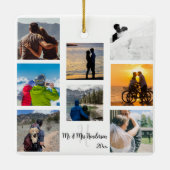 Mr en Mrs Pas getrouwd Custom 8 Photo Grid Keramisch Ornament (Achterkant)