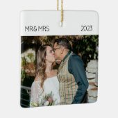 Mr. en Mrs. Pas getrouwd Foto met kerstkeramiek Keramisch Ornament (Rechts)
