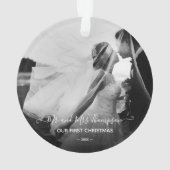 Mr en Mrs Pas getrouwd Photo Signature Script Ornament (achterkant)
