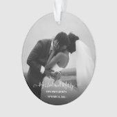 Mr en Mrs Pas getrouwd Photo Signature Script Ornament (voorkant)