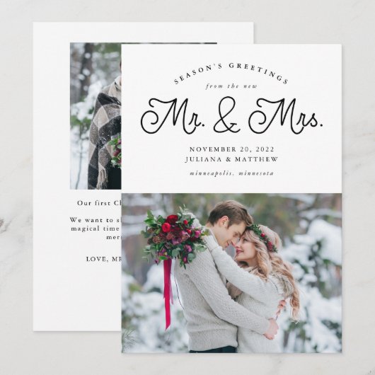 Mr en Mrs Pas getrouwd Wedding Foto Feestdagenkaart (Voorkant / Achterkant)