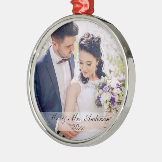 Mr en Mrs Pas getrouwd Wedding Photo Ornament W (Links)