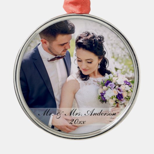 Mr en Mrs Pas getrouwd Wedding Photo Ornament W (Voorkant)