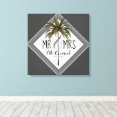 Mr en Mrs Passen getrouwd Beach Wedding Personaliz Canvas Afdruk (Insitu (Houten vloer))