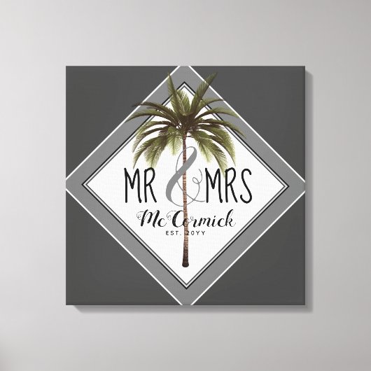 Mr en Mrs Passen getrouwd Beach Wedding Personaliz Canvas Afdruk (Voorkant)