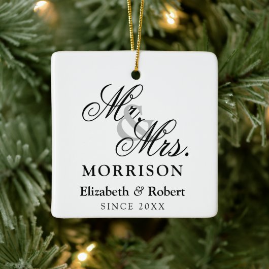 Mr en Mrs Passen getrouwd Elegant Luxury Keramisch Ornament (Boom)