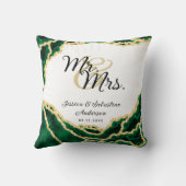 Mr en Mrs Passen getrouwd Emerald Groen Marmeren B Kussen (Achterkant)