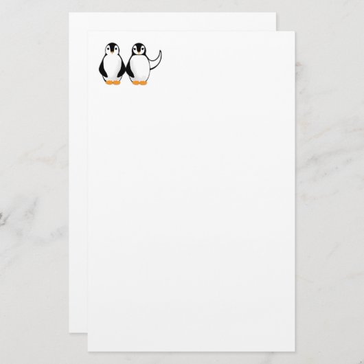 Mr en Mrs Penguin Design Briefpapier (Voorkant / Achterkant)