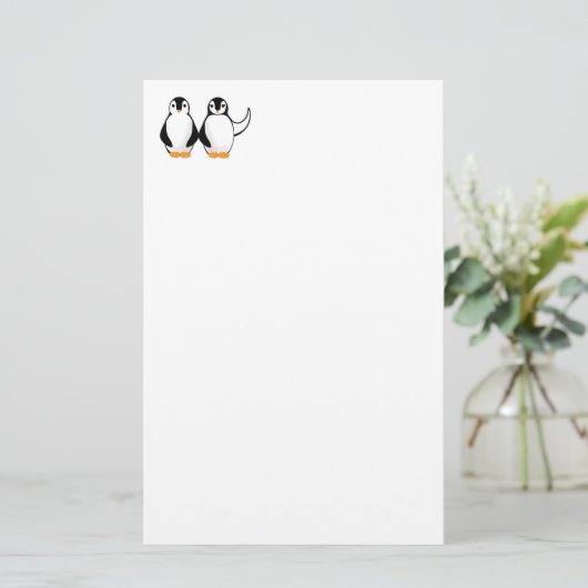 Mr en Mrs Penguin Design Briefpapier (Staand voorkant)