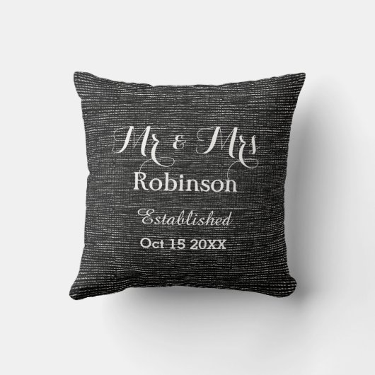 Mr. en Mrs. Personalized Wedding Gift Kussen (Achterkant)